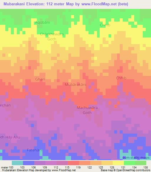 Mubarakani,Pakistan Elevation Map