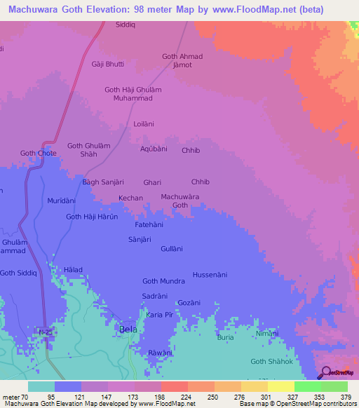 Machuwara Goth,Pakistan Elevation Map