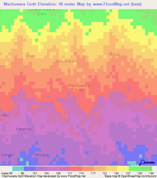 Machuwara Goth,Pakistan Elevation Map