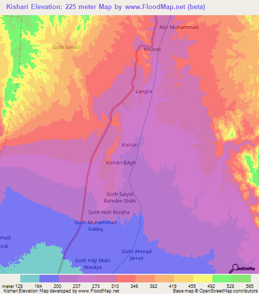 Kishari,Pakistan Elevation Map