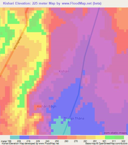 Kishari,Pakistan Elevation Map