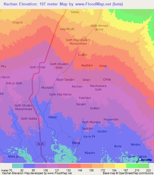 Kechan,Pakistan Elevation Map