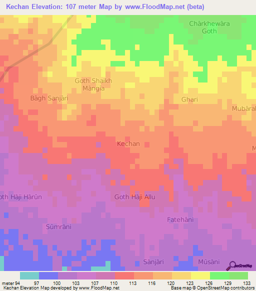 Kechan,Pakistan Elevation Map