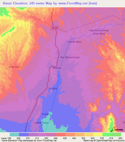 Kanar,Pakistan Elevation Map