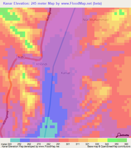 Kanar,Pakistan Elevation Map