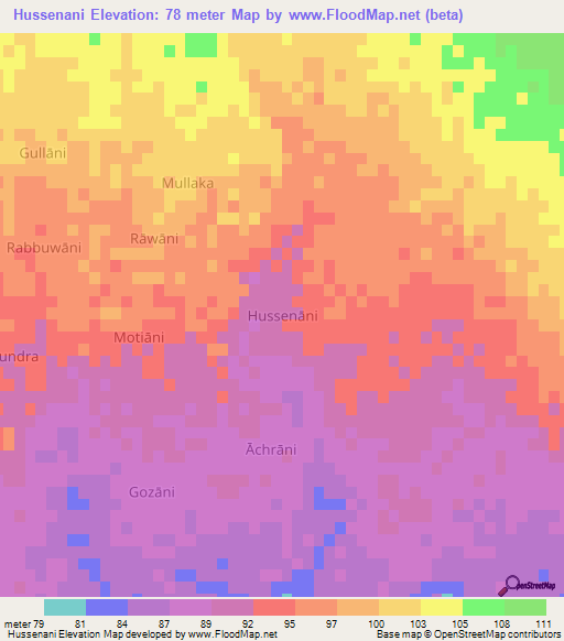 Hussenani,Pakistan Elevation Map