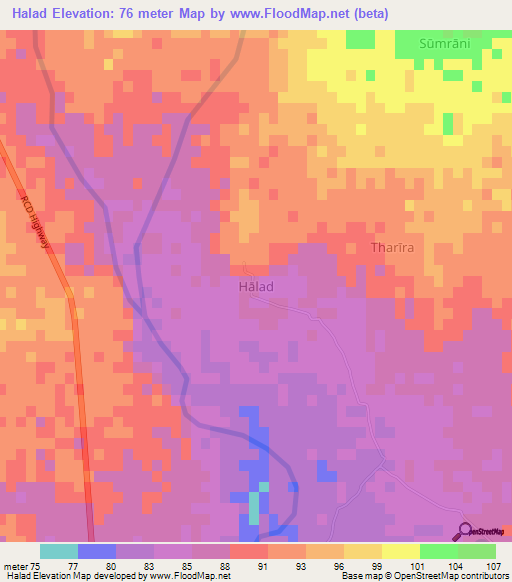 Halad,Pakistan Elevation Map