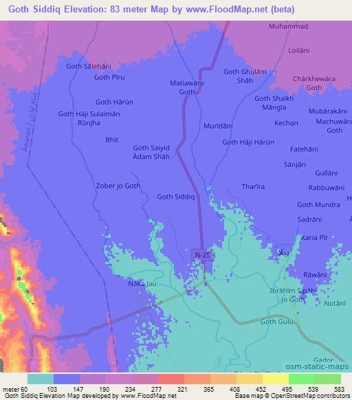 Goth Siddiq,Pakistan Elevation Map