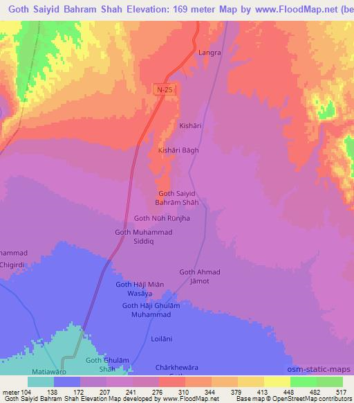 Goth Saiyid Bahram Shah,Pakistan Elevation Map