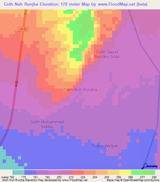 Goth Nuh Runjha,Pakistan Elevation Map