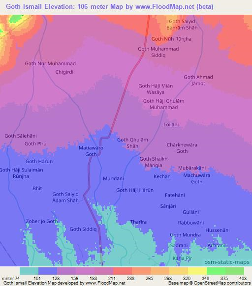 Goth Ismail,Pakistan Elevation Map