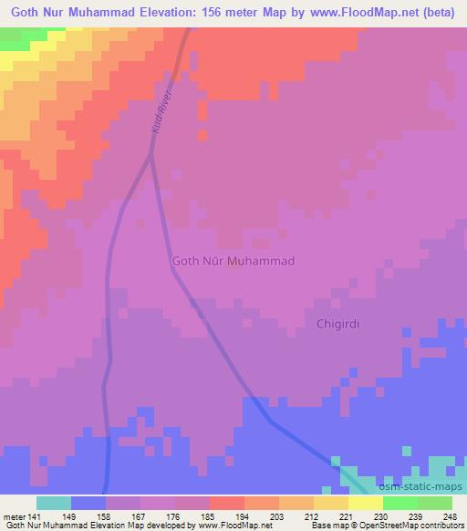 Goth Nur Muhammad,Pakistan Elevation Map