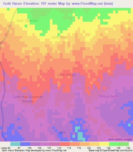 Goth Harun,Pakistan Elevation Map