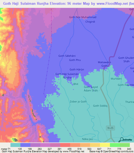 Goth Haji Sulaiman Runjha,Pakistan Elevation Map