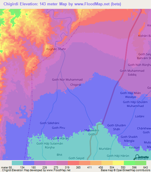 Chigirdi,Pakistan Elevation Map