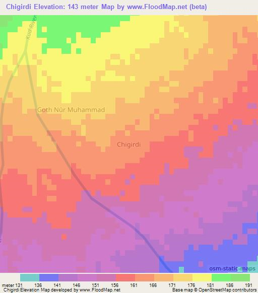 Chigirdi,Pakistan Elevation Map