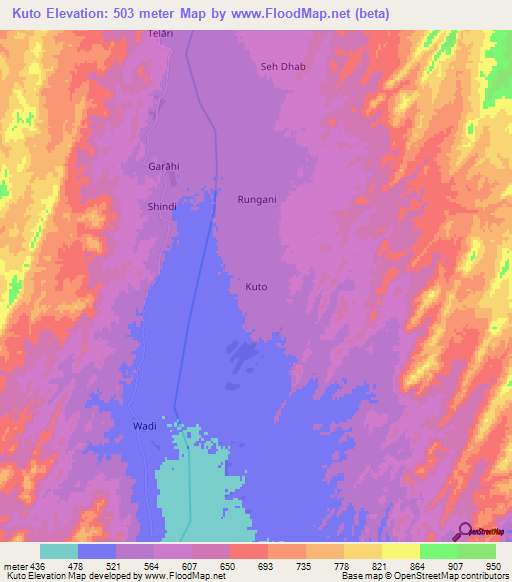 Kuto,Pakistan Elevation Map