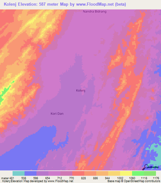 Kolenj,Pakistan Elevation Map