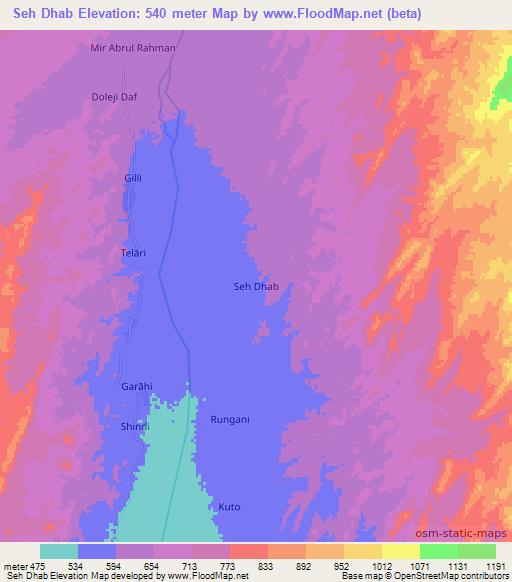 Seh Dhab,Pakistan Elevation Map