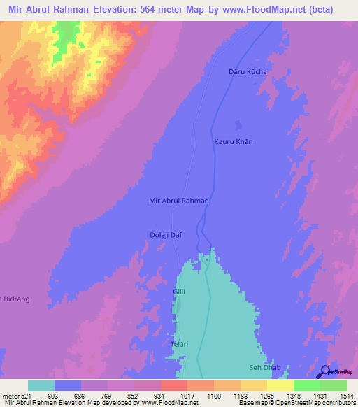 Mir Abrul Rahman,Pakistan Elevation Map