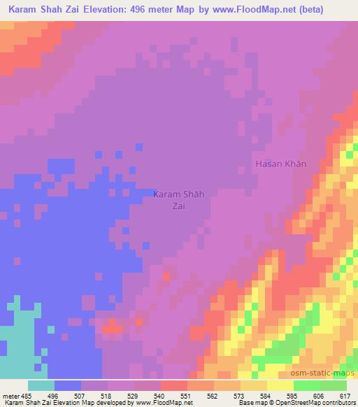 Karam Shah Zai,Pakistan Elevation Map