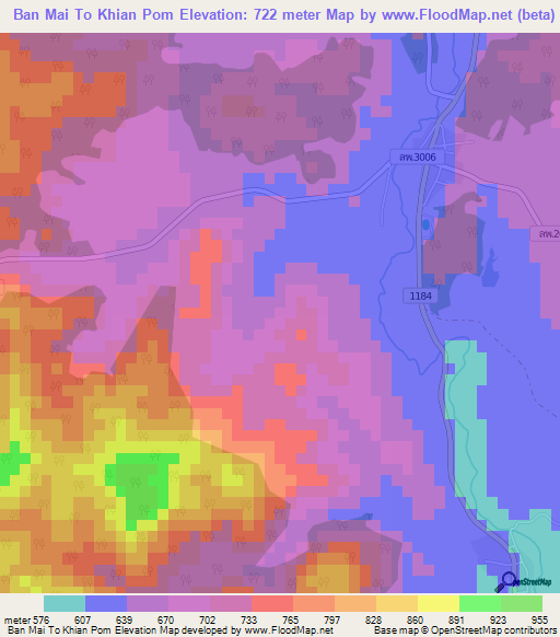 Ban Mai To Khian Pom,Thailand Elevation Map