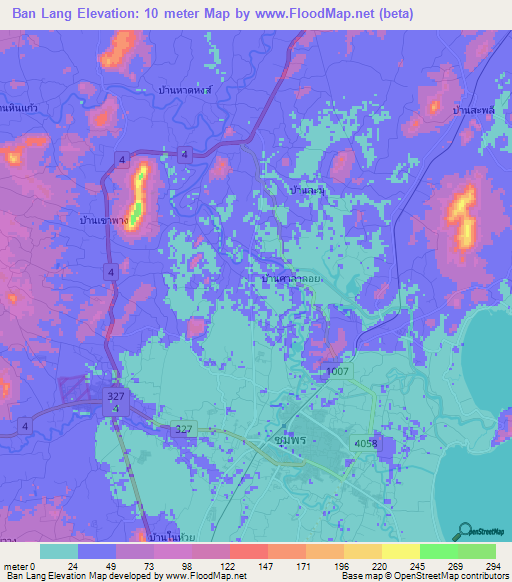 Elevation of Ban Lang,Thailand Elevation Map, Topography, Contour