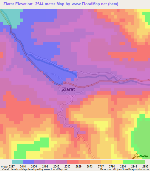 Ziarat,Pakistan Elevation Map