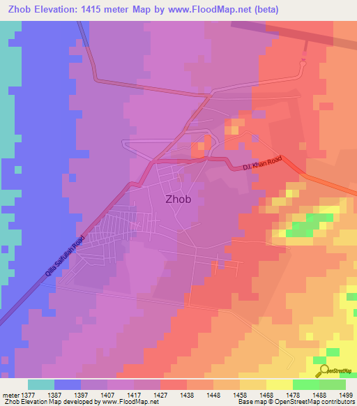 Zhob,Pakistan Elevation Map