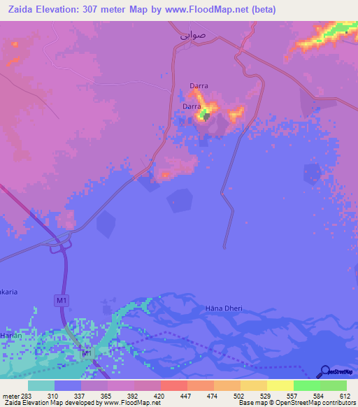 Zaida,Pakistan Elevation Map