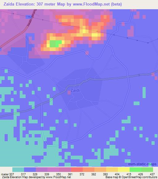 Zaida,Pakistan Elevation Map