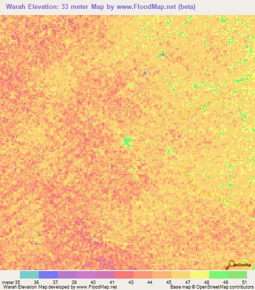 Warah,Pakistan Elevation Map