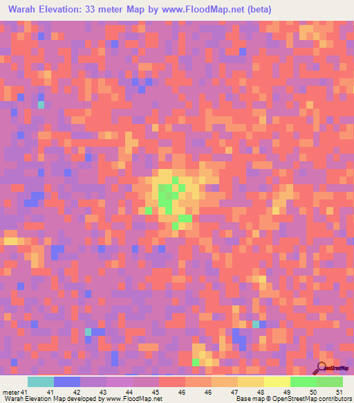 Warah,Pakistan Elevation Map