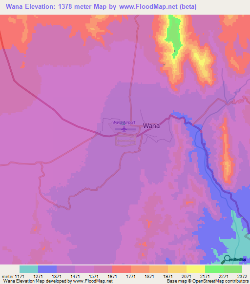 Wana,Pakistan Elevation Map