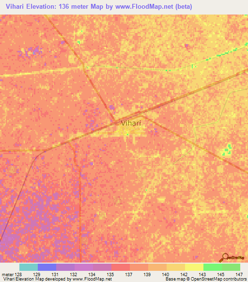 Vihari,Pakistan Elevation Map