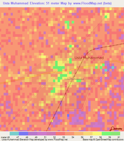 Usta Muhammad,Pakistan Elevation Map