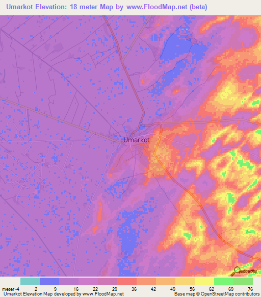 Umarkot,Pakistan Elevation Map