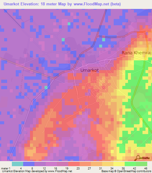 Umarkot,Pakistan Elevation Map