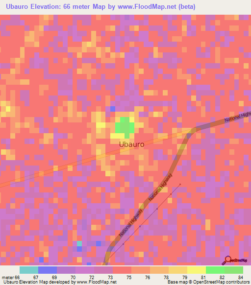 Ubauro,Pakistan Elevation Map