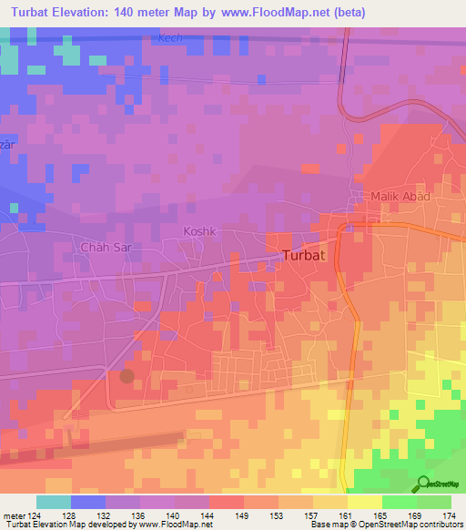 Turbat,Pakistan Elevation Map