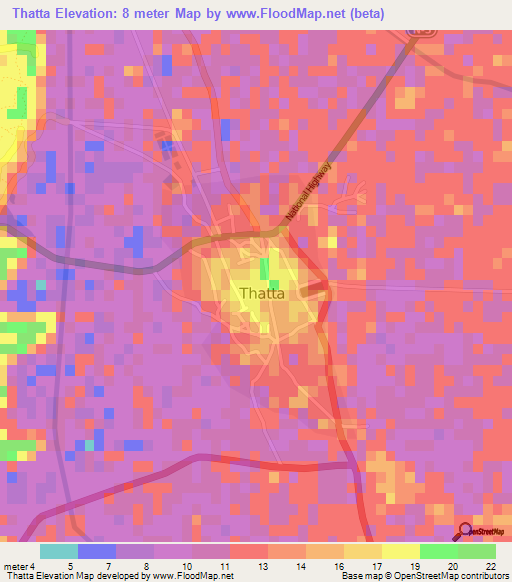 Thatta,Pakistan Elevation Map