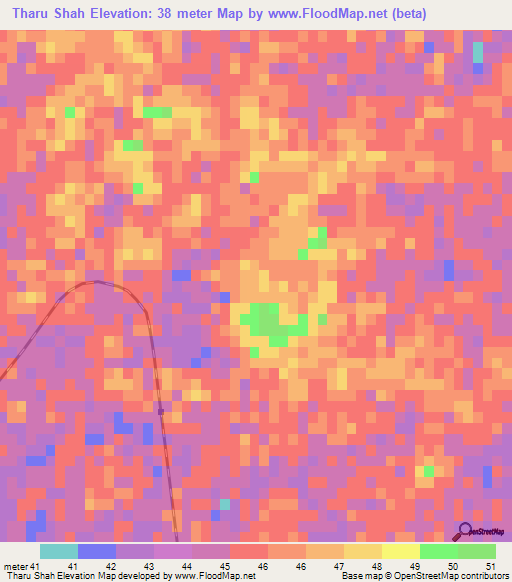 Tharu Shah,Pakistan Elevation Map