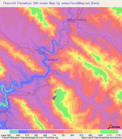 Tharochi,Pakistan Elevation Map