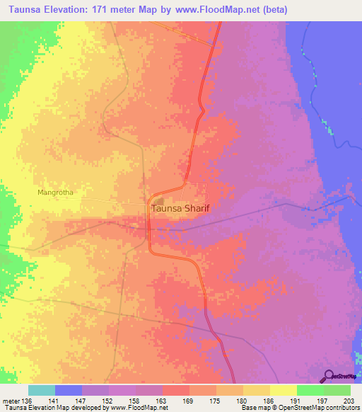 Taunsa,Pakistan Elevation Map