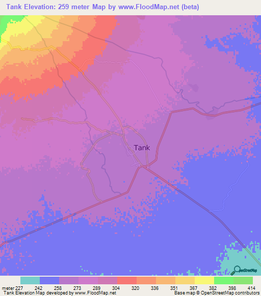 Tank,Pakistan Elevation Map