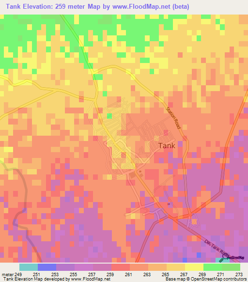 Tank,Pakistan Elevation Map