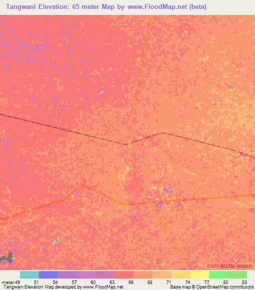 Tangwani,Pakistan Elevation Map