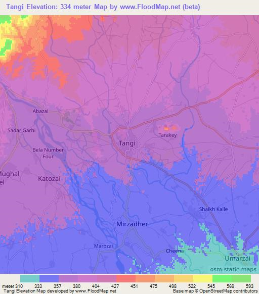 Tangi,Pakistan Elevation Map