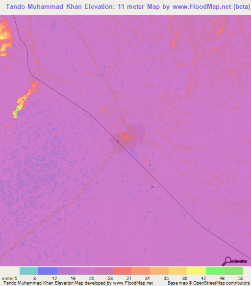 Tando Muhammad Khan,Pakistan Elevation Map