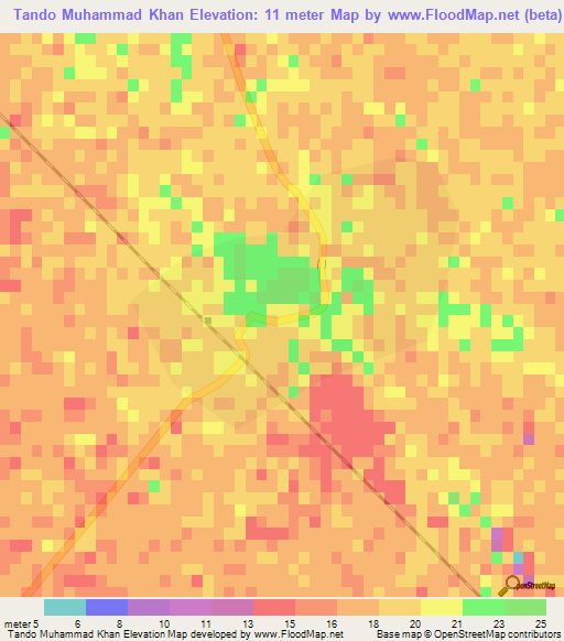 Tando Muhammad Khan,Pakistan Elevation Map